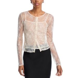 WAYF Penelope Lace Camisole and Cardigan Set Cream Womens Small 10334WCH-W05